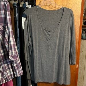 Catherines Charcoal Long Sleeve Top